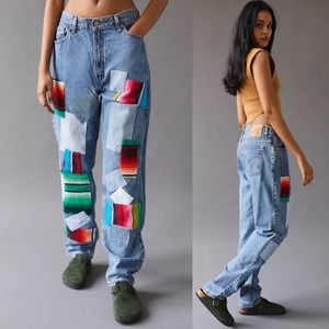 NEW Urban Outfitters Urban Renewal Recycled Southwestern Patch Jean